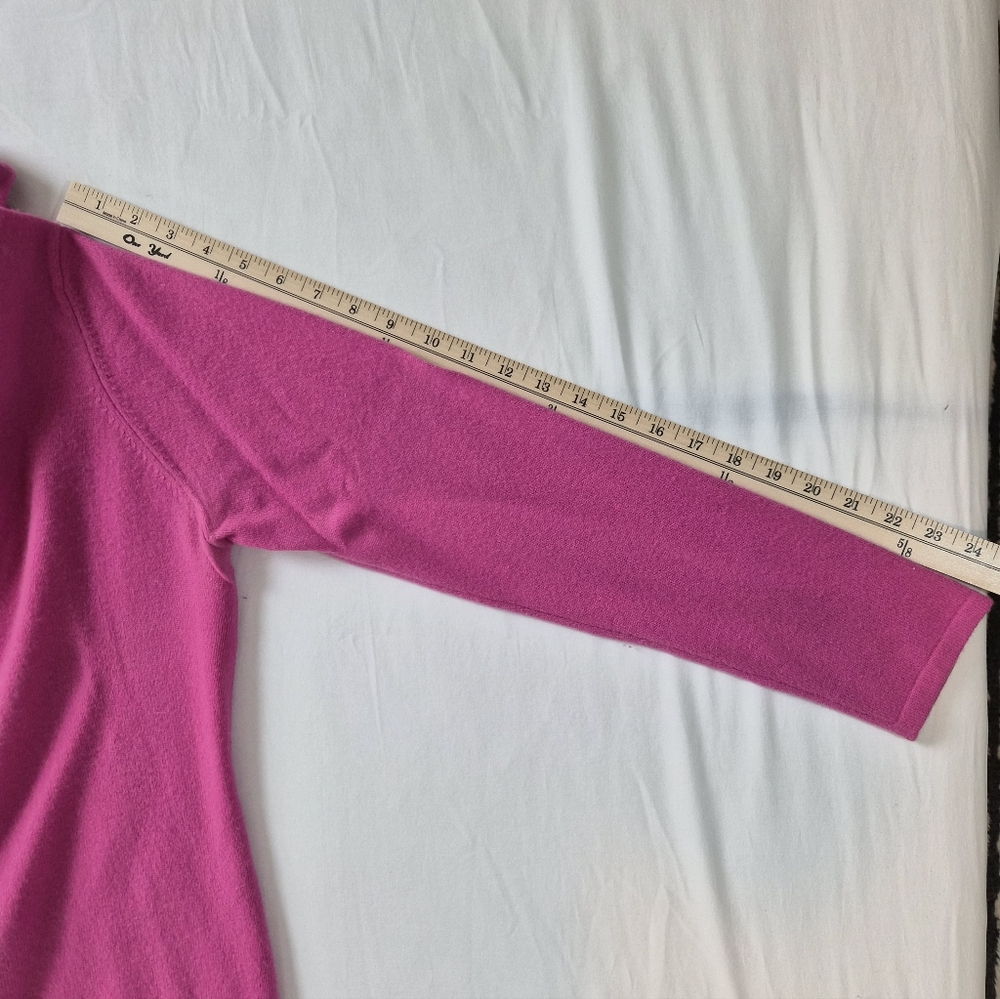 ​Valerie Stevens 2-Ply 100% Cashmere Shawl Collar Sweater - Bold Pink - Large - Picture 7 of 9